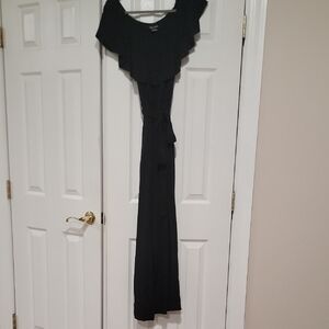 City Chic Black Off-Shoulder Jumpsuit with Waist Tie